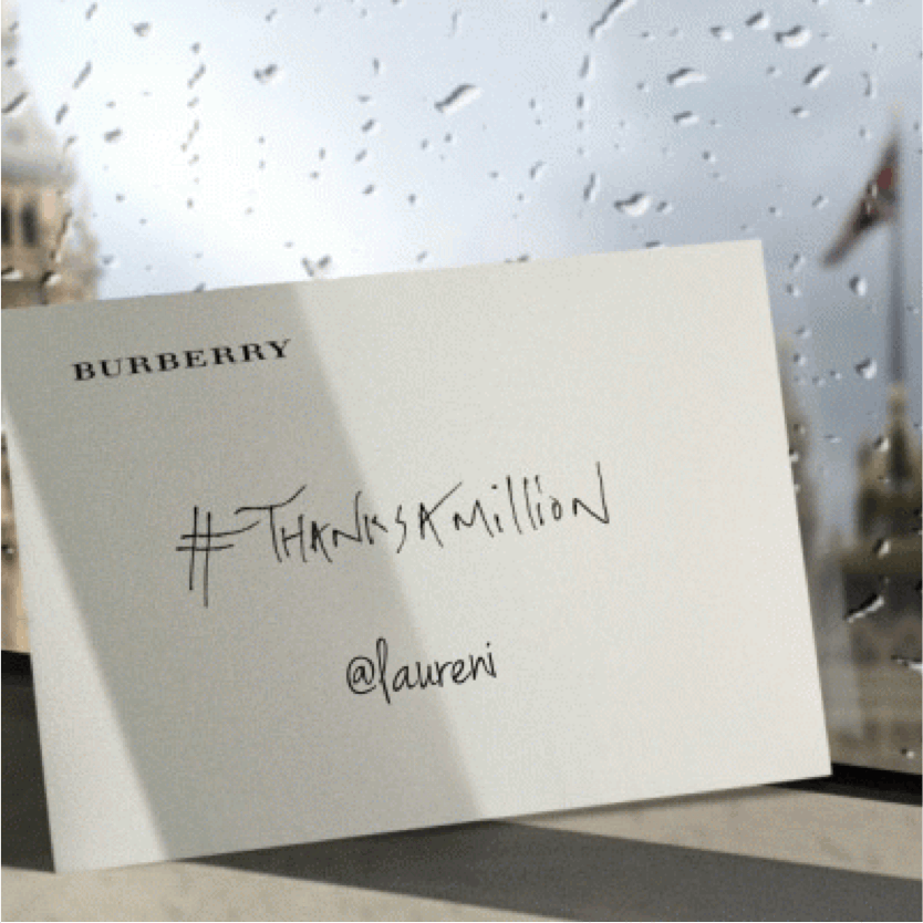 burberry personalised tweet
