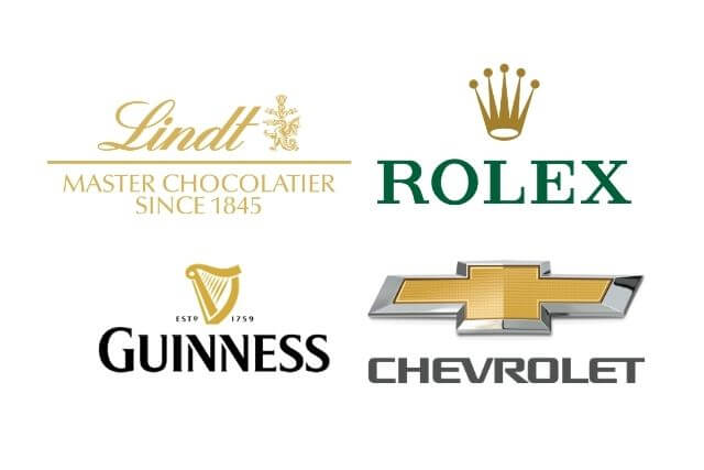 brand with gold logo