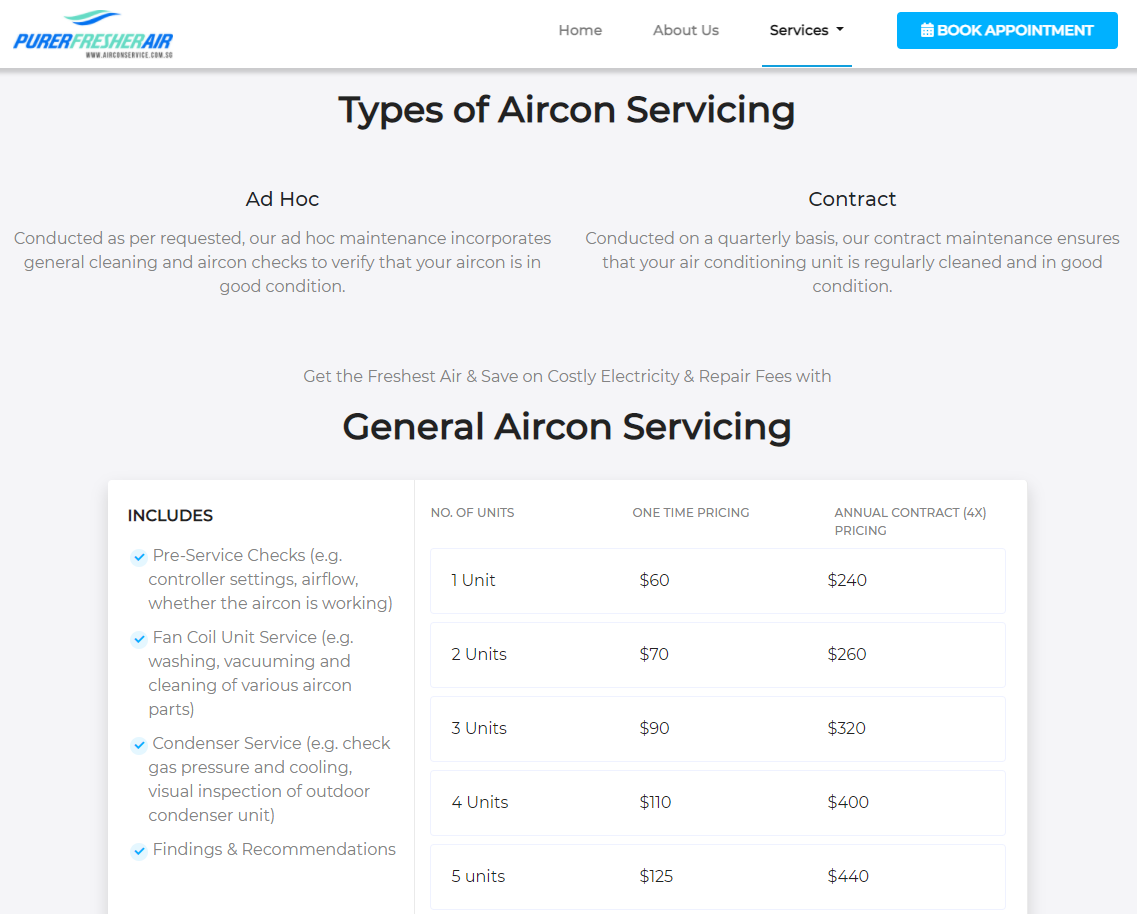 aircon servicing singapore pricing
