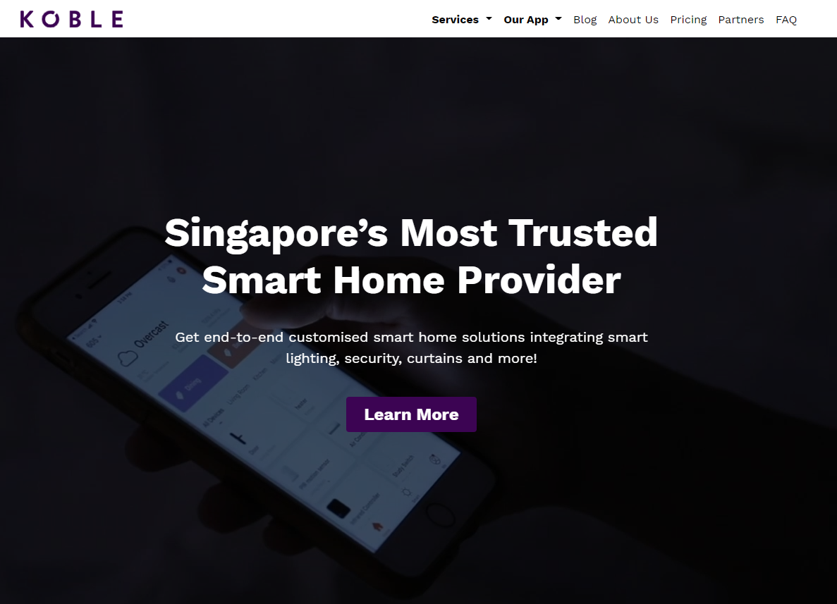 the smart home singapore website shows great visual hierarchy for website design guidelines
